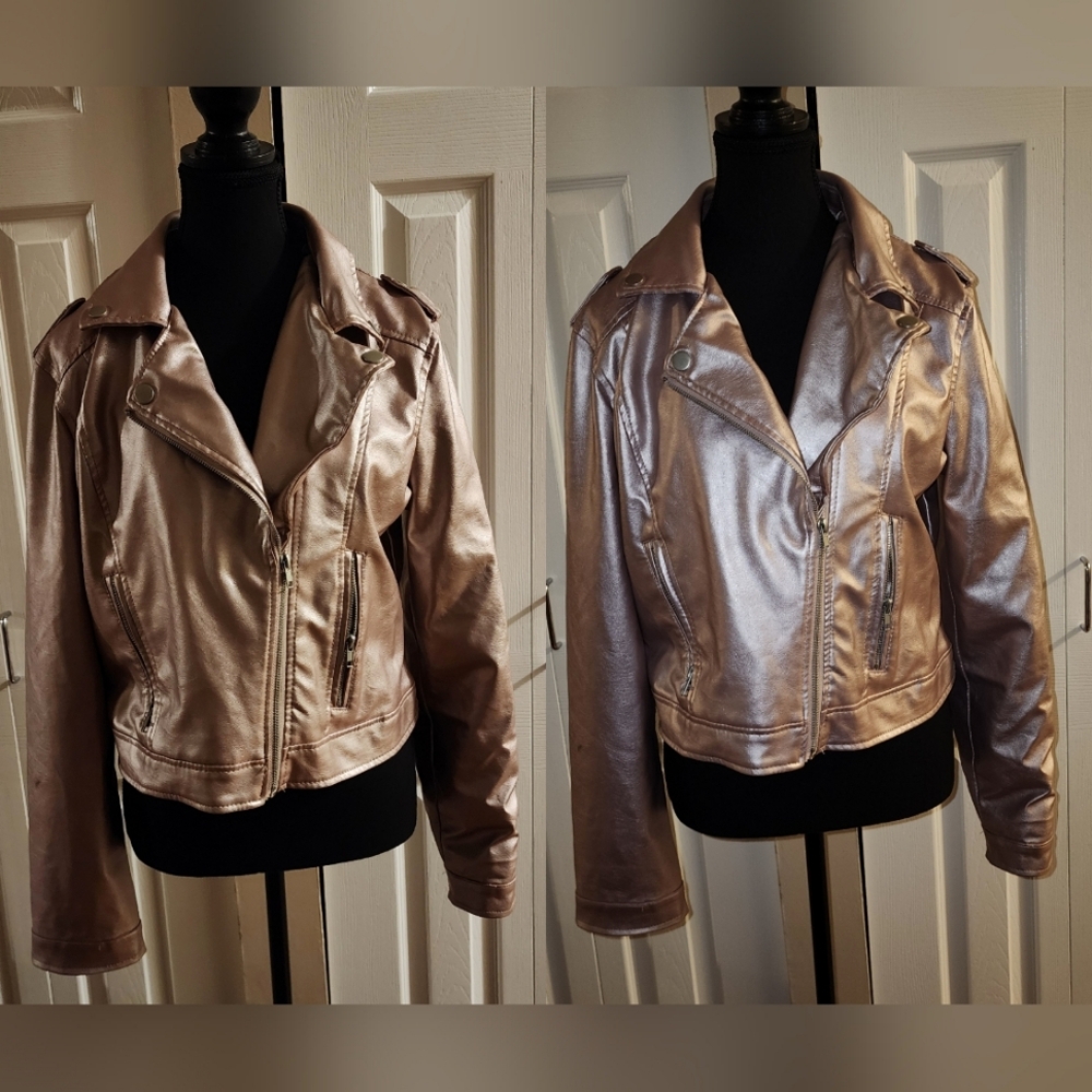 Rose Gold faux Leather Jacket.